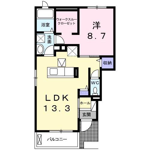 エヌメゾンI(1LDK/1階)の間取り写真