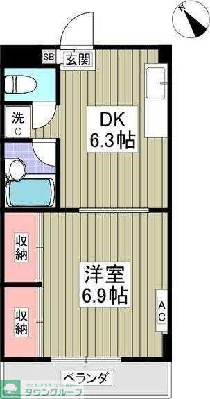 セラーズ二宮(1K/3階)の間取り写真