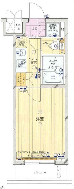 ルーブル小竹向原(1K/4階)の間取り写真