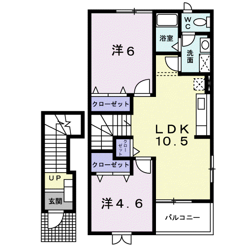 ル・レーヴ(2LDK/2階)の間取り写真