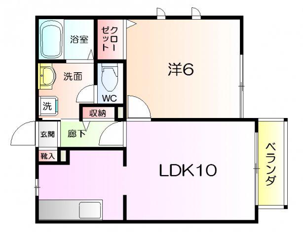 シャーメゾン諏訪ノ森(1LDK/2階)の間取り写真