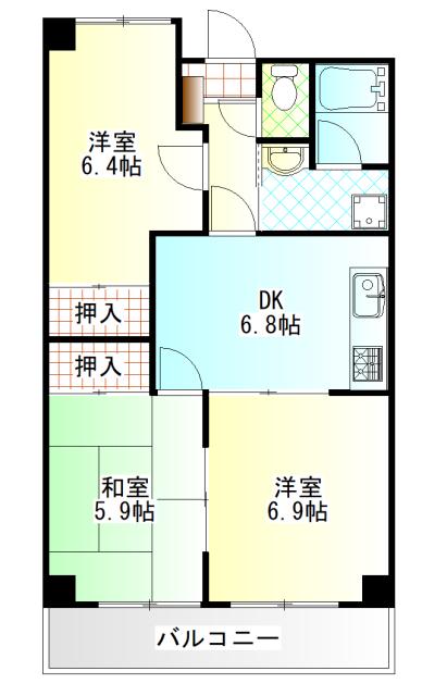 中村レジデンス(3DK/3階)の間取り写真