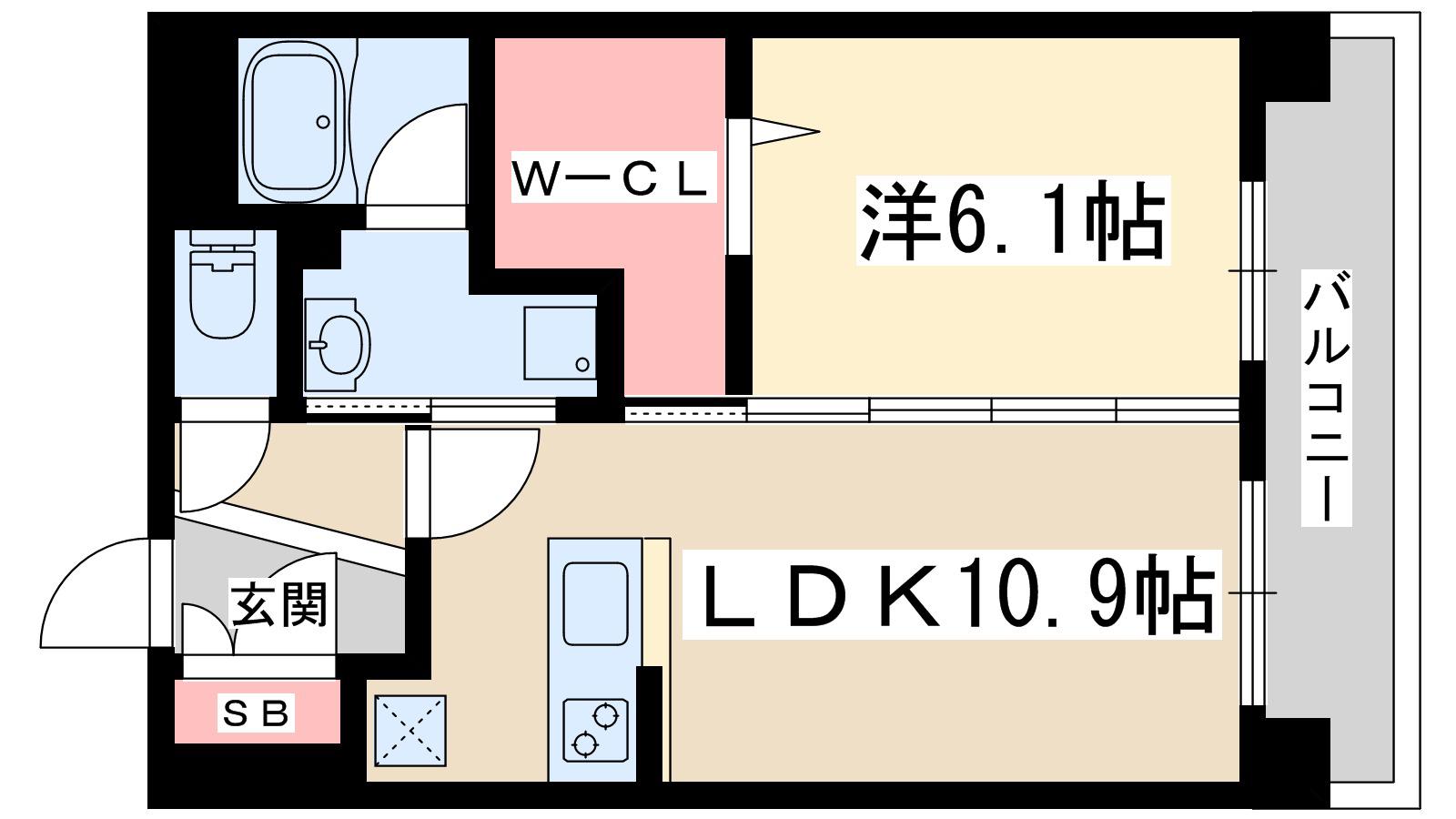 ベントレータス(1LDK/6階)の間取り写真
