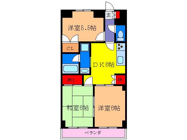 マルティニーク(3DK/3階)の間取り写真
