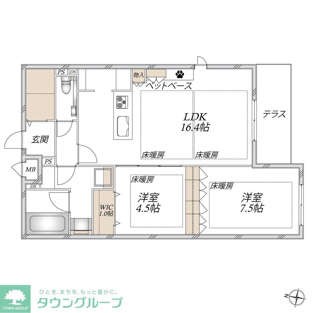 CASA HIYORIE(2LDK/1階)の間取り写真