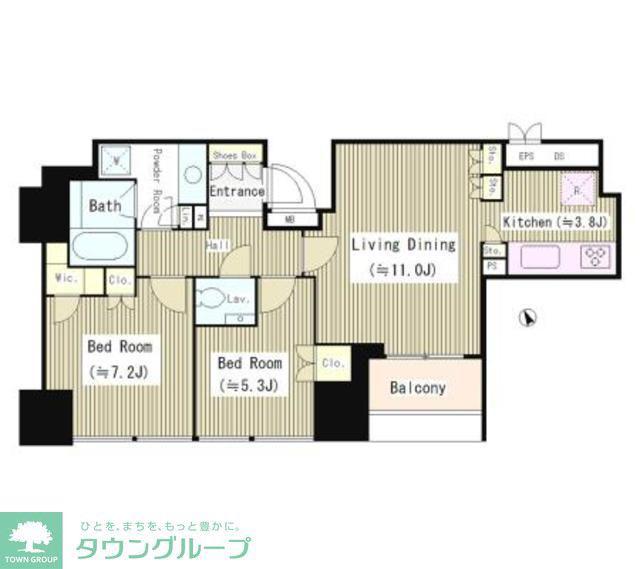 ザ・神宮前レジデンス(2LDK/20階)の間取り写真