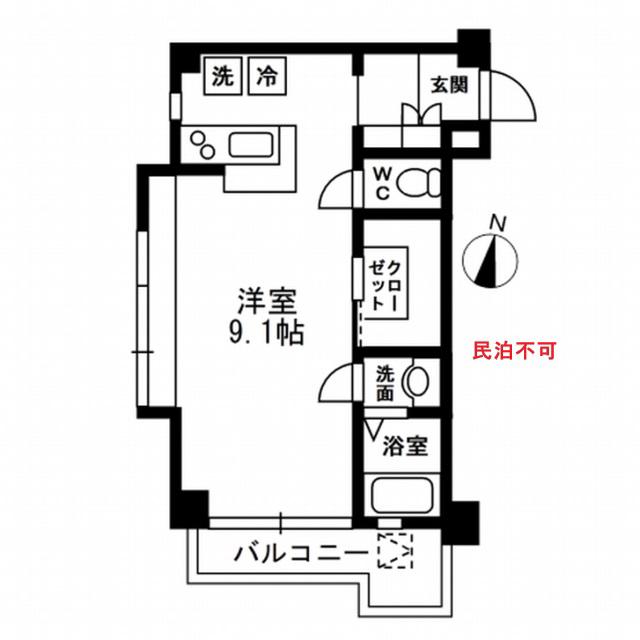 レジディア代々木II 1R 礼ゼロ 2026年2月リノベ Z(ワンルーム/3階)の間取り写真
