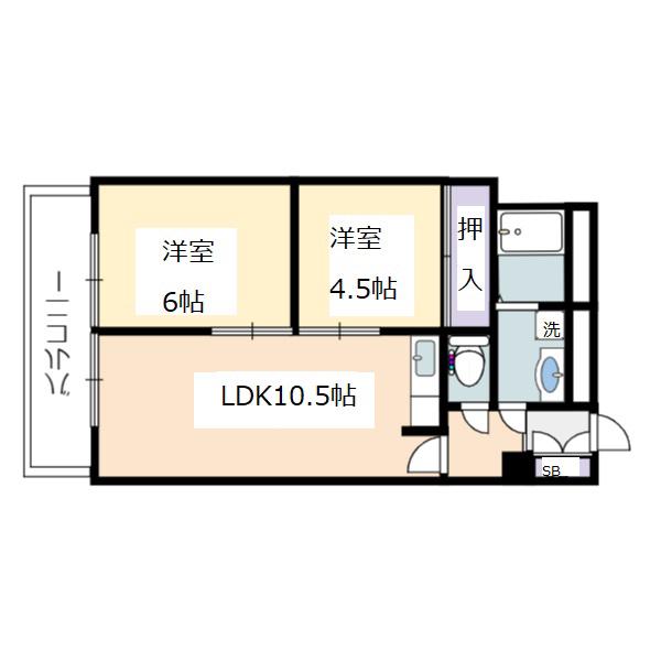 リエス榴ヶ岡(2LDK/4階)の間取り写真