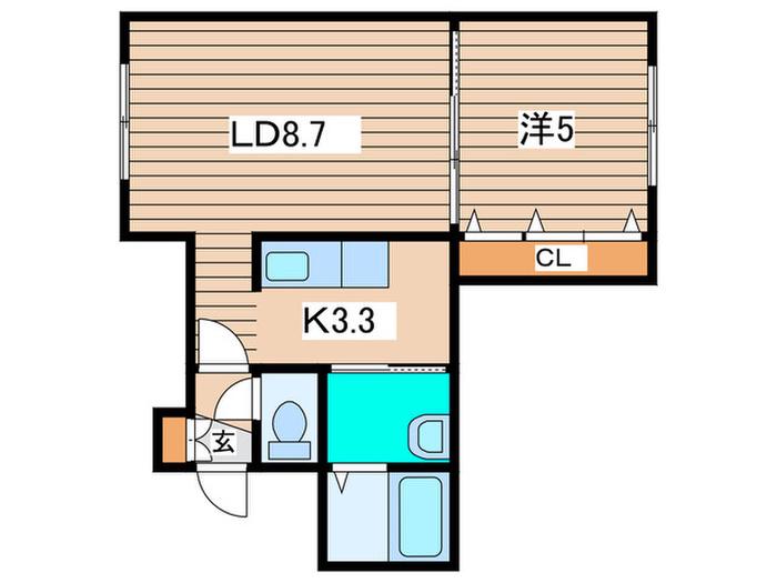 CUBE16(1LDK/1階)の間取り写真