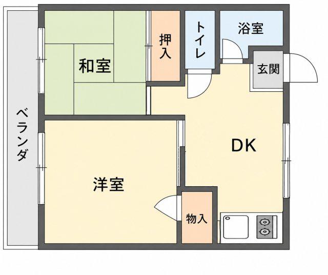 鳥本マンション(2DK/2階)の間取り写真