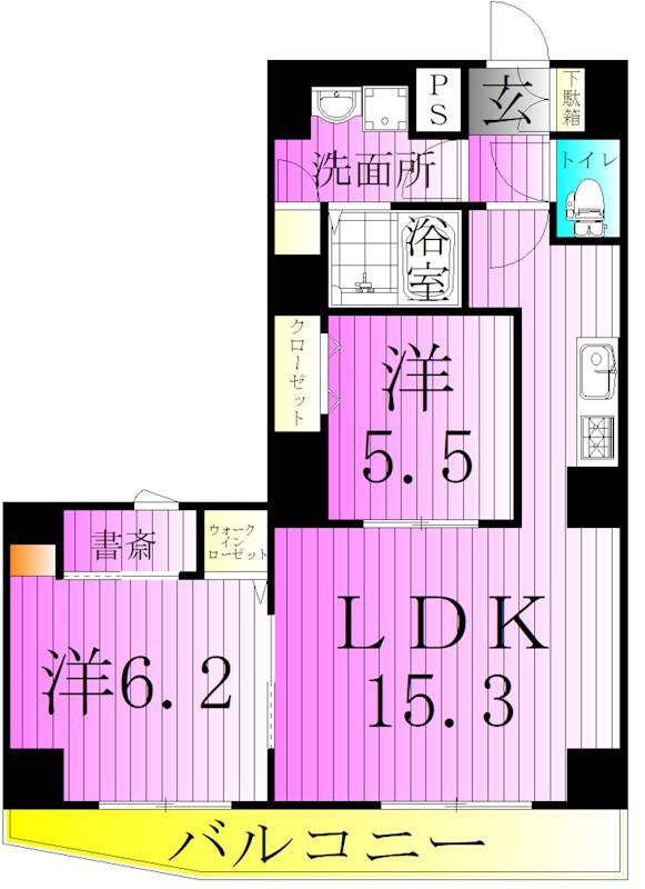 ミネルヴァ千住新橋(2LDK/8階)の間取り写真