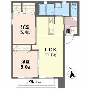 バリュージュ西島(2LDK/2階)の間取り写真
