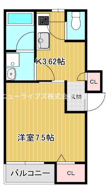 ケーティアイレジデンス寝屋川2(1K/2階)の間取り写真