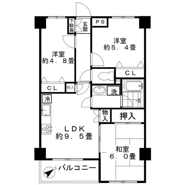 HARU菊名(3LDK/4階)の間取り写真