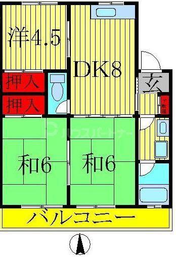 コーポKIKU A棟(3DK/2階)の間取り写真