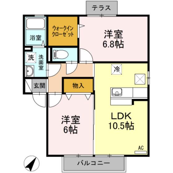 SAISON五日市観音(2LDK/1階)の間取り写真