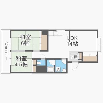 第一地録ビル(3DK/4階)の間取り写真