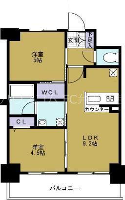 EC難波ウエスト-SIDEIIベイフレックス(2LDK/3階)の間取り写真