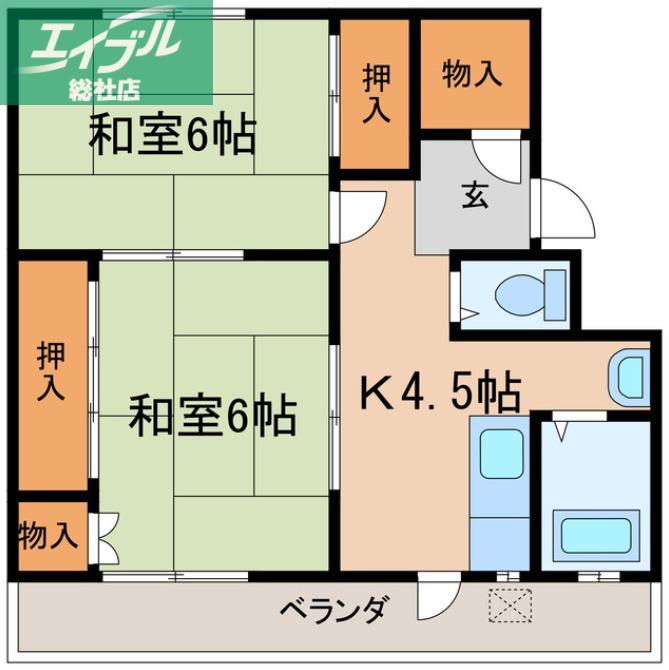 コンラッド倉敷B棟(3K/3階)の間取り写真