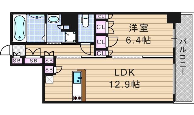 パークアクシス うつぼ公園(1LDK/6階)の間取り写真