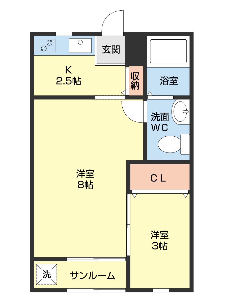 AKハイム(2K/2階)の間取り写真