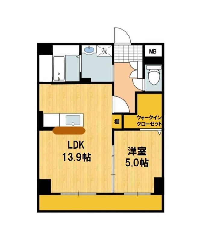 サンヒルズ御条(1LDK/4階)の間取り写真