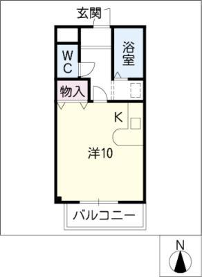 プラシードマンション明成(ワンルーム/1階)の間取り写真