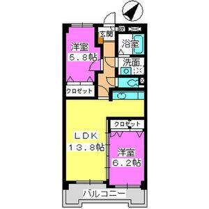 ドミール シャトー(2LDK/5階)の間取り写真