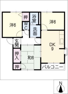 ベルサーチ植田(3LDK/2階)の間取り写真