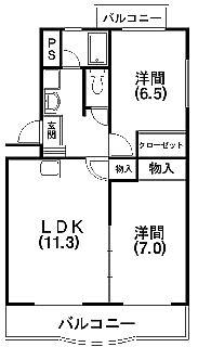 プラセール(2LDK/2階)の間取り写真