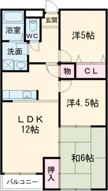 ウエストリバー(3LDK/1階)の間取り写真