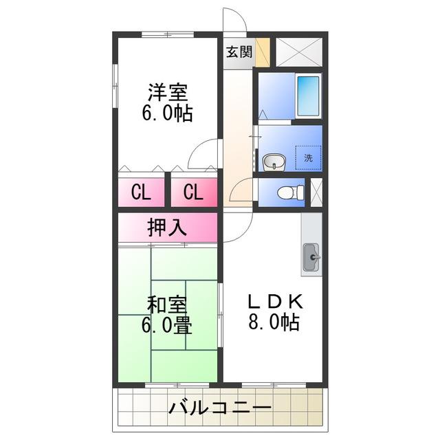 コッツウォルド(2LDK/1階)の間取り写真