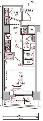 ARCOBALENO MUSASHIKOYAMA(1K/3階)の間取り写真