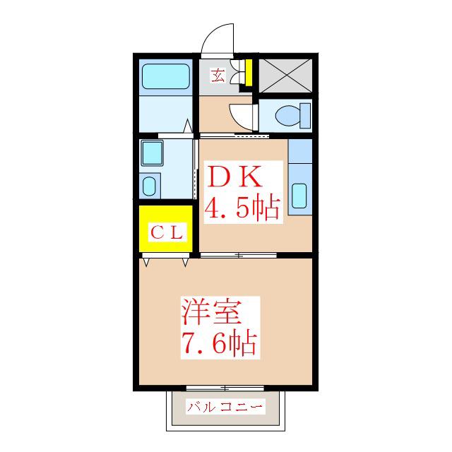 ソレイユT&S(1DK/2階)の間取り写真