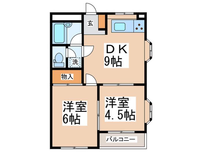 ホワイトスクエア21(2DK/4階)の間取り写真