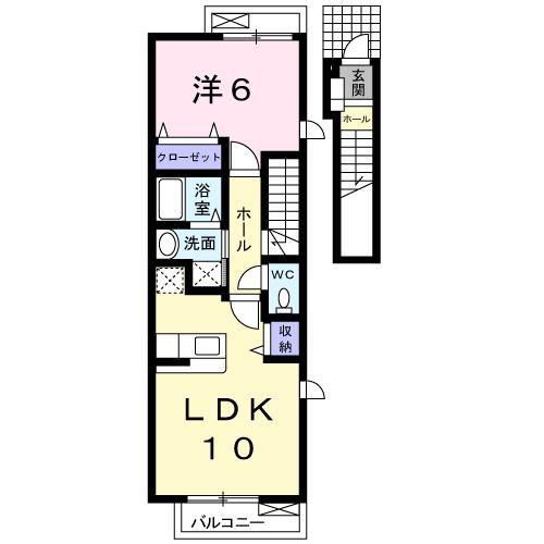 グレイス(1LDK/2階)の間取り写真
