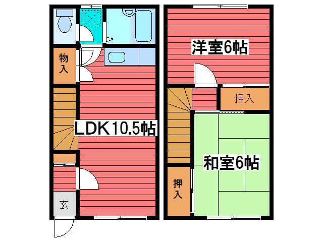 グリーンヒルハイツ(2LDK/1階)の間取り写真