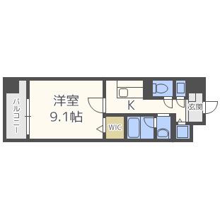 アプライズ西長堀(1K/3階)の間取り写真