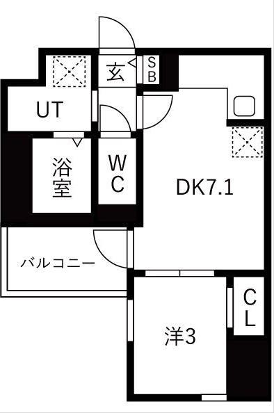 ザ・レジデンスパーク栄(1DK/3階)の間取り写真