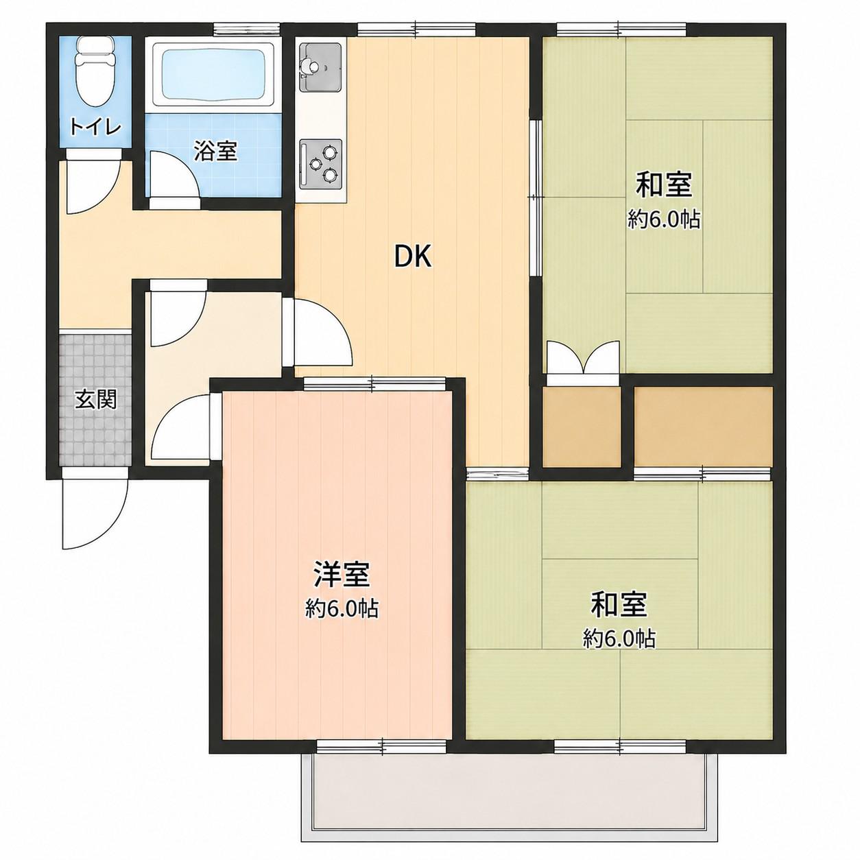 コーポ第1長市(3DK/2階)の間取り写真