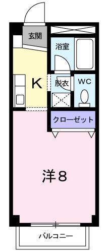 グリーンコート(1K/2階)の間取り写真