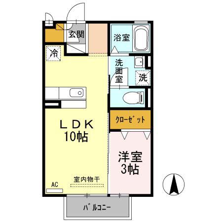 あおぞら(1LDK/2階)の間取り写真