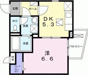 フォーチュンパークIII(1DK/2階)の間取り写真