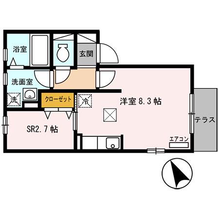 ハートランド(ワンルーム/2階)の間取り写真