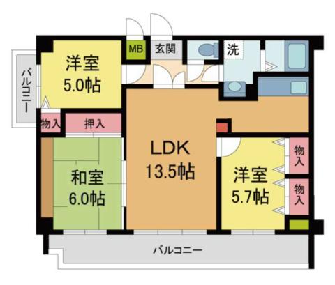 ドムストリア(3LDK/2階)の間取り写真