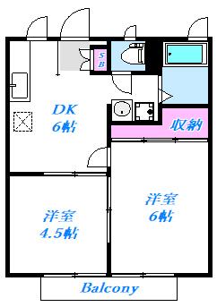 ハイツグレイシー(2DK/1階)の間取り写真