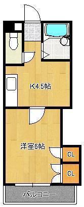 ハイツフクダ(1DK/3階)の間取り写真
