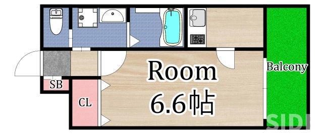 WOB京橋(1K/4階)の間取り写真