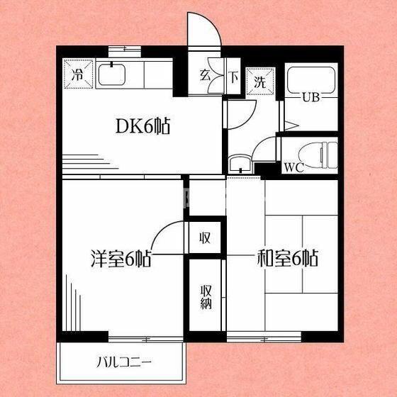 ハイツ須藤II(2DK/1階)の間取り写真