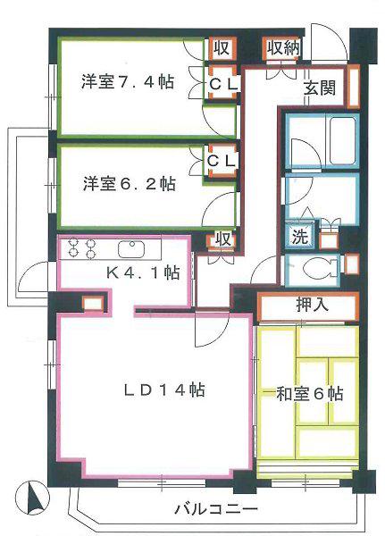 PARK NEWPORT(3LDK/1階)の間取り写真